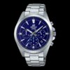 Casio Edifice analogique fine avec chronographe en cristal saphir, cadran bleu, solaire,