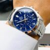 Casio Edifice analogique fine avec chronographe en cristal saphir, cadran bleu, solaire,