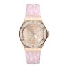 Michael Kors Lennox Pavé Rose Gold-Tone and Logo Silicone Strap Watch. MKO1251